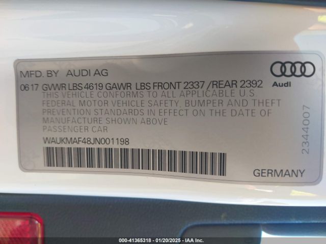 WAUKMAF48JN001198 Audi A4 2.0t Tech Ultra Premium/2.0t Ultra Premium