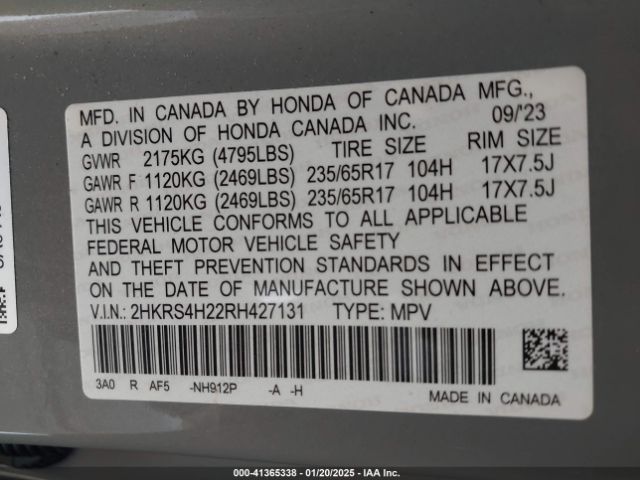 2HKRS4H22RH427131 Honda Cr-v Lx Awd