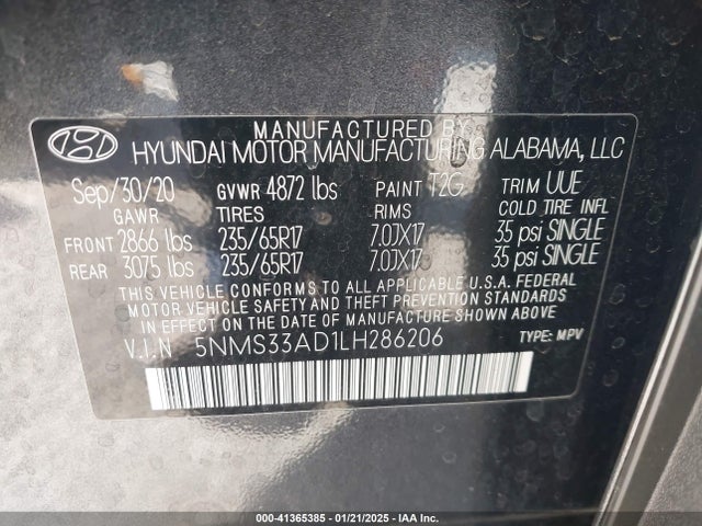 Hyundai Santa Fe Sel 2020 5NMS33AD1LH286206 Image 9