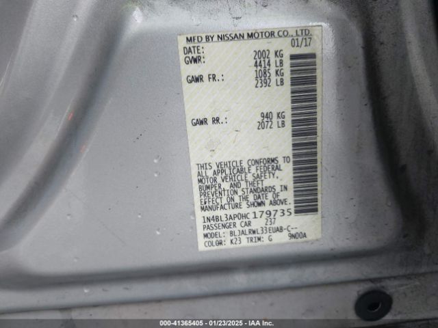 1N4BL3AP0HC179735 Nissan Altima 3.5 Sl