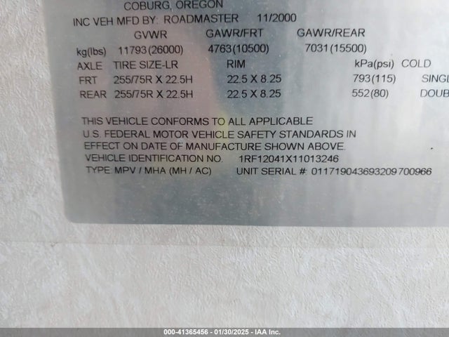 Продаж на аукціоні авто 2001 Roadmaster Rail Executive Signature, vin: 1RF12041X11013246, номер лоту: 41365456