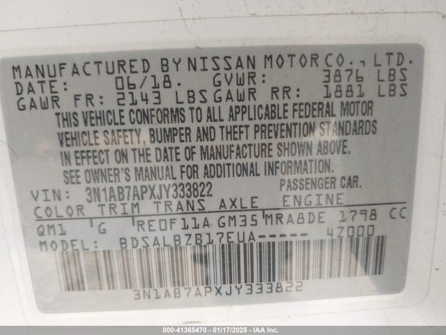 Nissan SENTRA S 2018 3N1AB7APXJY333822 Image 9