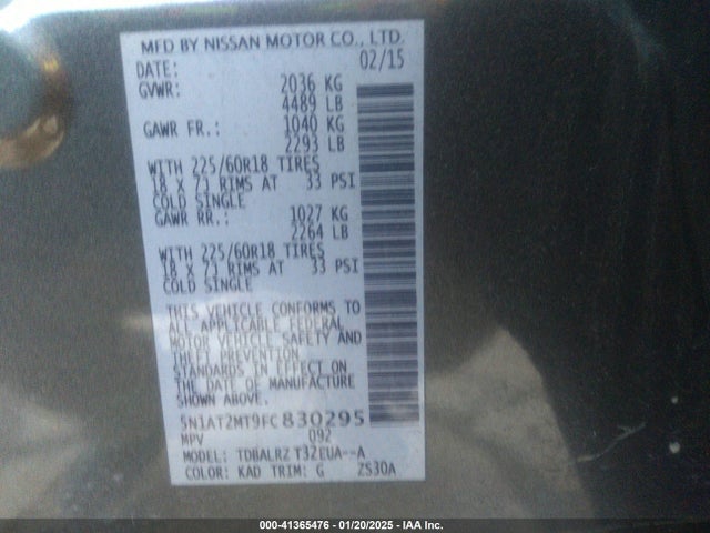 Nissan Rogue Sl 2015 5N1AT2MT9FC830295 Image 9