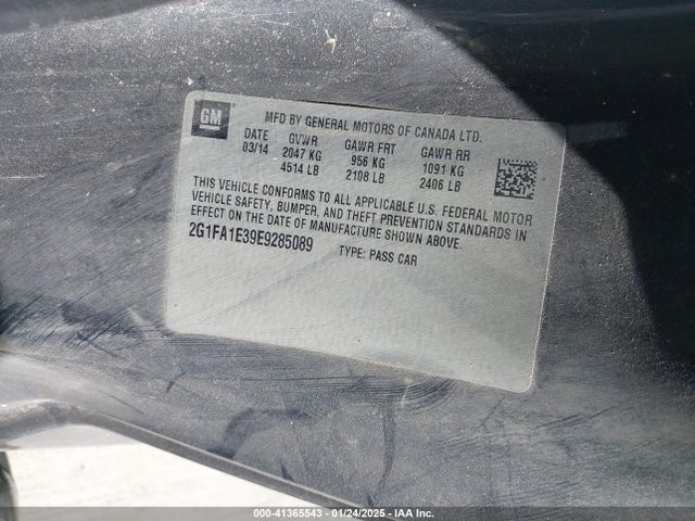 Chevrolet lfx 2014 2G1FA1E39E9285089 Image 9