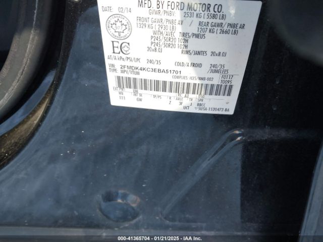 2FMDK4KC3EBA51701 Ford Edge Limited