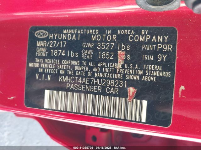 KMHCT4AE7HU298231 Hyundai ACCENT SE