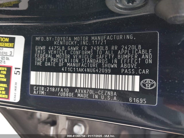 Toyota CAMRY LE 2022 4T1C11AK4NU642099 Image 9