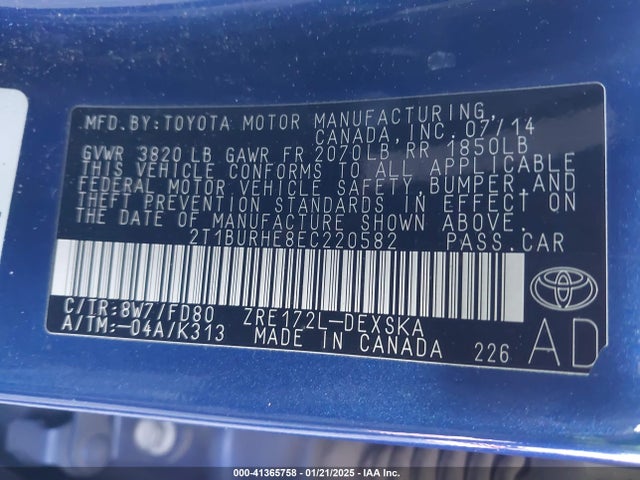 Toyota Corolla S Plus 2014 2T1BURHE8EC220582 Image 9