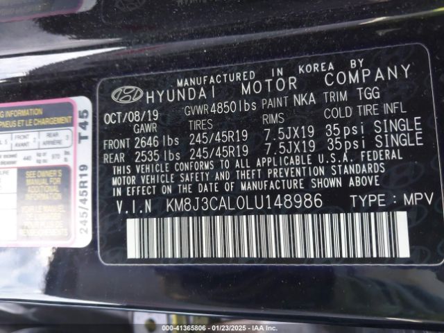 KM8J3CAL0LU148986 Hyundai Tucson Sport