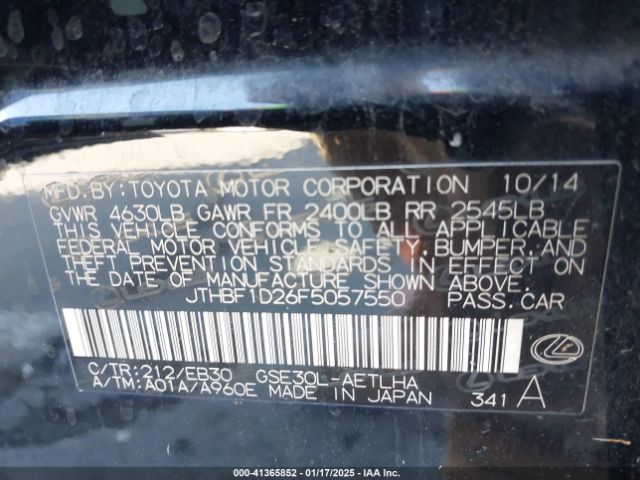JTHBF1D26F5057550 Lexus IS 250