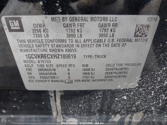 Chevrolet Silverado 1500 2lt 2017 1GCVKRECXHZ189819 Image 9