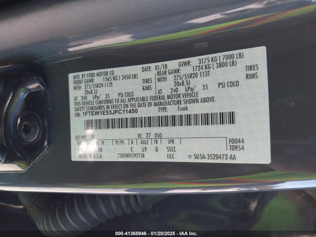 Ford F-150 Xlt 2018 1FTEW1E53JFC11450 Image 9