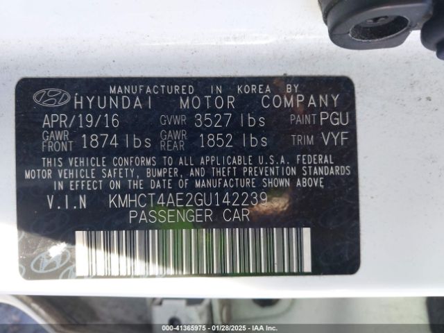 KMHCT4AE2GU142239 Hyundai ACCENT SE