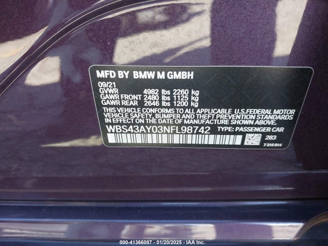 BMW M3 Competition Xdrive 2022 WBS43AY03NFL98742 Image 9
