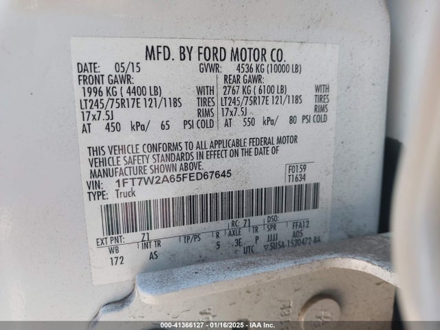 Ford 2015 2015 1FT7W2A65FED67645 Image 9
