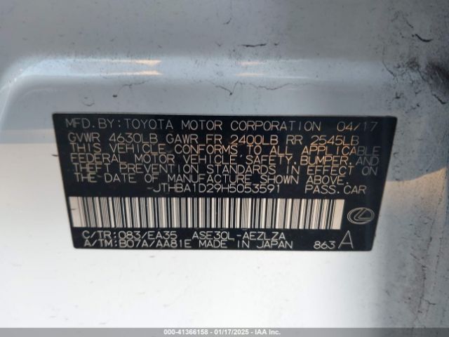 JTHBA1D29H5053591 Lexus IS