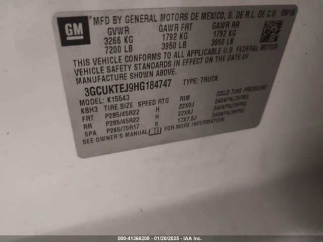 3GCUKTEJ9HG184747 Chevrolet Silverado 1500 High Country