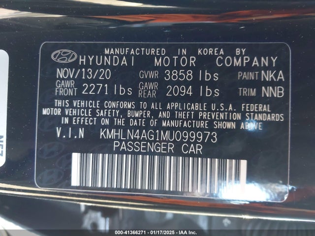 KMHLN4AG1MU099973 Hyundai ELANTRA SEL