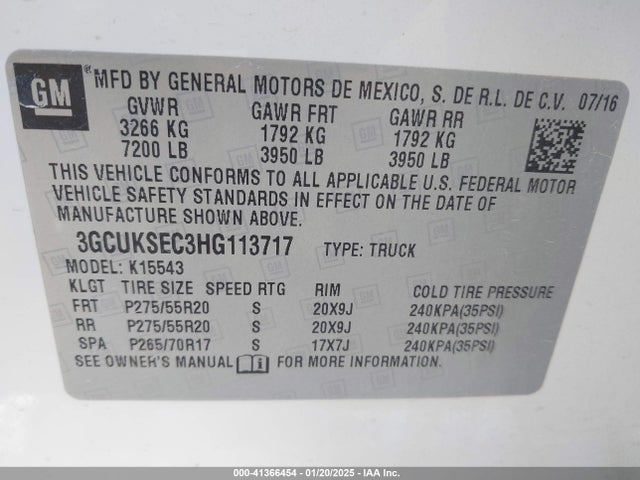 3GCUKSEC3HG113717 Chevrolet Silverado 1500 2lz