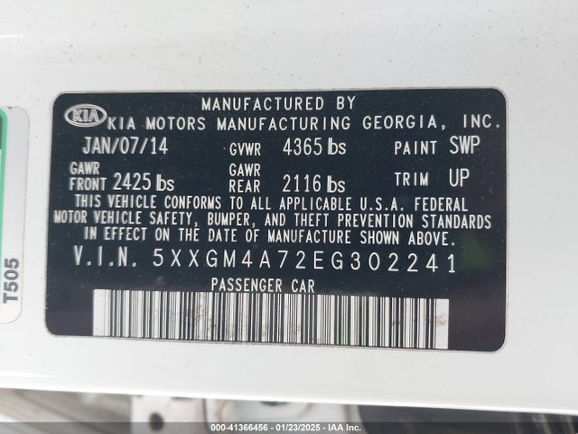 KIA Optima Lx 2014 5XXGM4A72EG302241 Image 9