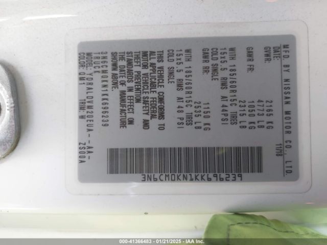 3N6CM0KN1KK696239 Nissan Nv200 S