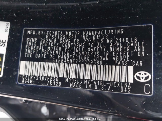 5YFB4MDE7PP009580 Toyota COROLLA LE