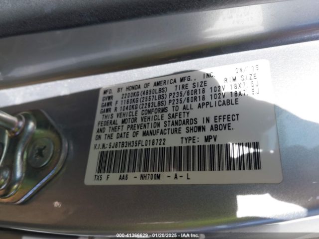 5J8TB3H35FL018722 Acura RDX