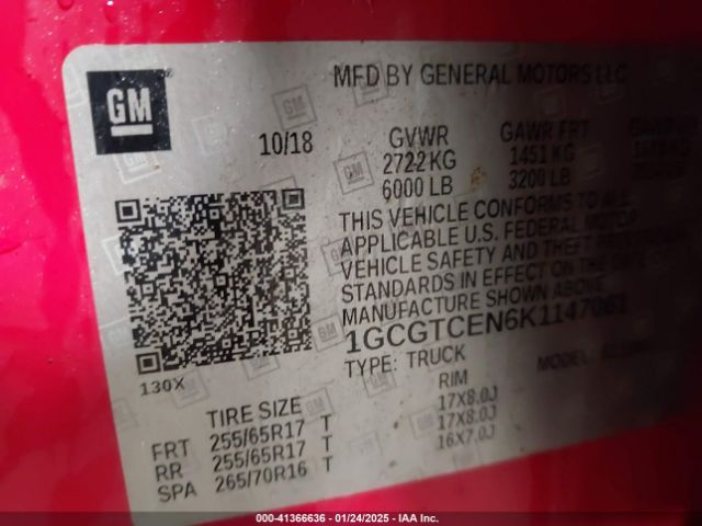 1GCGTCEN6K1147061 Chevrolet Colorado Lt