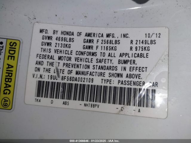 2013 ACURA TL 19UUA8F56DA002109 Photo 8