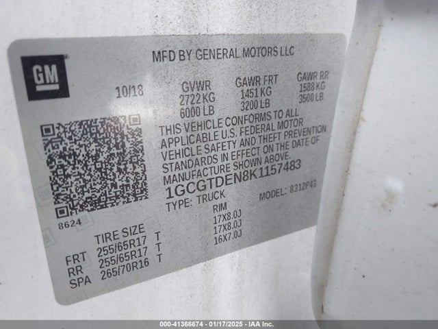 1GCGTDEN8K1157483 Chevrolet Colorado Z71