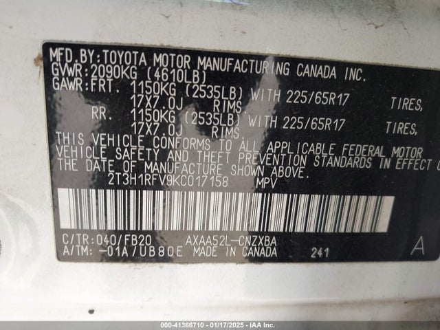 Toyota RAV4 LE 2019 2T3H1RFV9KC017158 Image 9