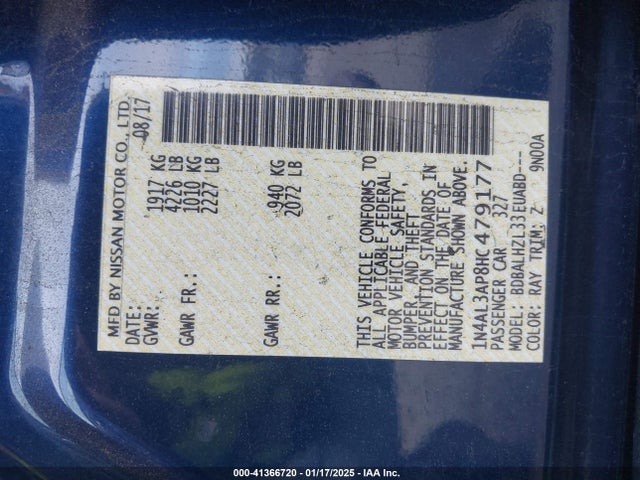 1N4AL3AP8HC479177 Nissan Altima 2.5 Sr