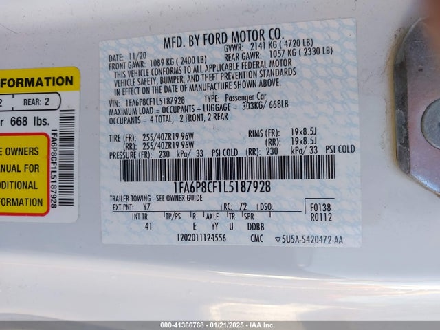 Ford Mustang Gt Premium Fastback 2020 1FA6P8CF1L5187928 Image 9