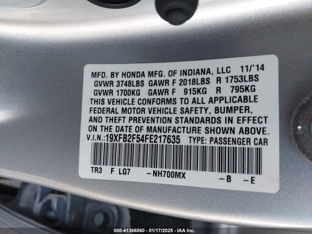 Honda Civic Lx 2015 19XFB2F54FE217635 Image 9