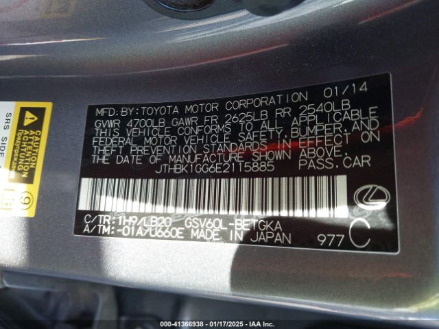JTHBK1GG6E2115885 Lexus ES 350