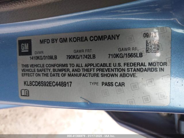KL8CD6S92EC448917 Chevrolet Spark 1lt Auto
