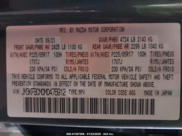 JM3KFBCM0M0476912 Mazda Cx-5 Touring