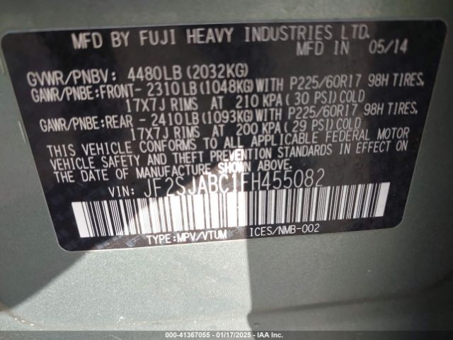 JF2SJABC1FH455082 Subaru Forester 2.5i