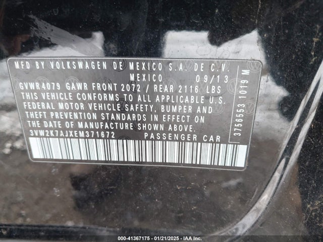 Volkswagen Jetta 2.0l S 2014 3VW2K7AJXEM371672 Image 9