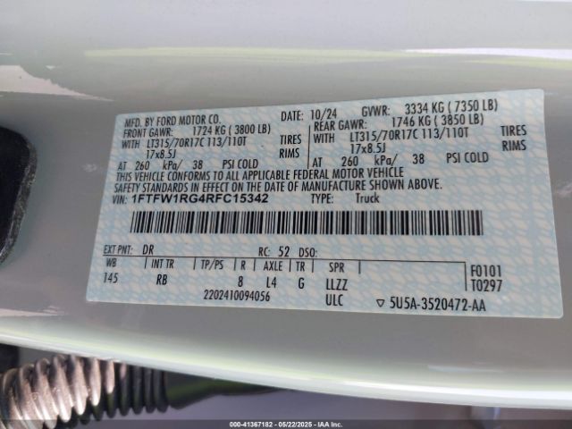 1FTFW1RG4RFC15342 Ford F-150 Raptor