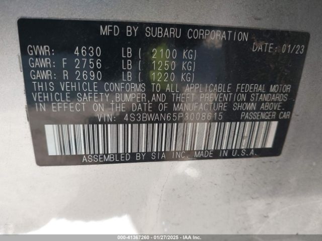 4S3BWAN65P3008615 Subaru Legacy Limited