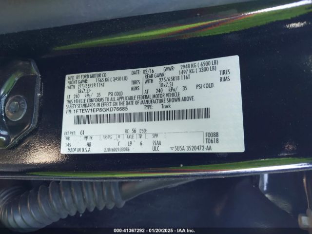 1FTEW1EP8GKD76685 Ford F-150 Lariat