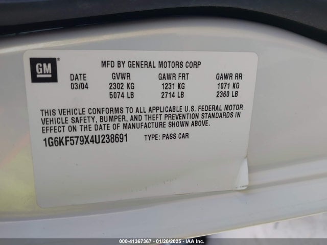 2004 CADILLAC DEVILLE 1G6KF579X4U238691 Photo 8