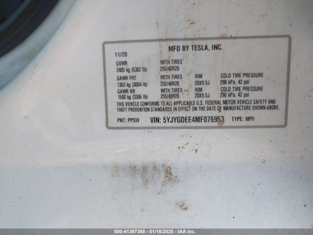 5YJYGDEE4MF076953 Tesla Model Y Long Range Dual Motor All-wheel Drive