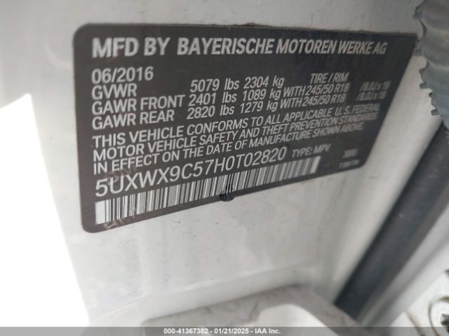5UXWX9C57H0T02820 BMW X3 Xdrive28i