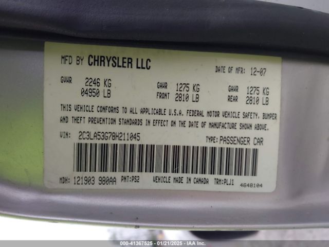2008 CHRYSLER 300 2C3LA53G78H211045 Photo 8