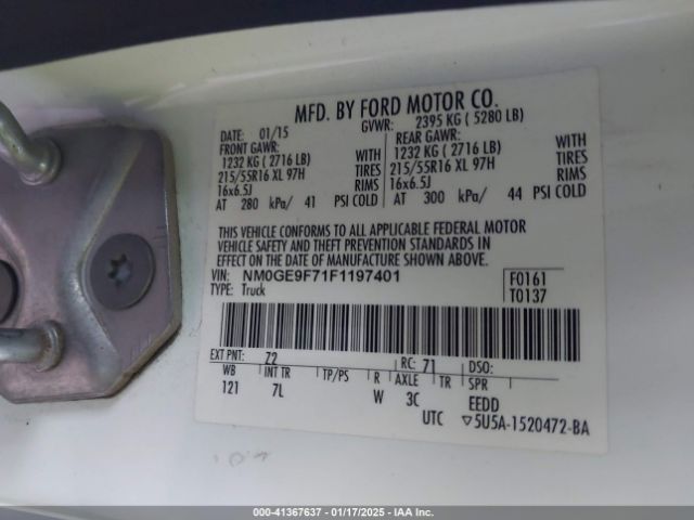 NM0GE9F71F1197401 Ford Transit Connect Xlt