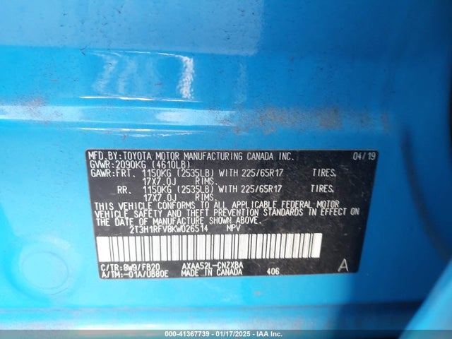 Toyota RAV4 LE 2019 2T3H1RFV8KW026514 Image 9