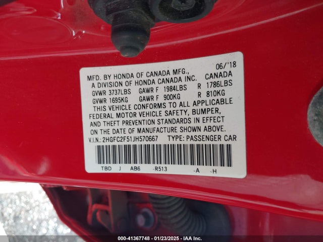 Honda Civic Lx 2018 2HGFC2F51JH570667 Image 9