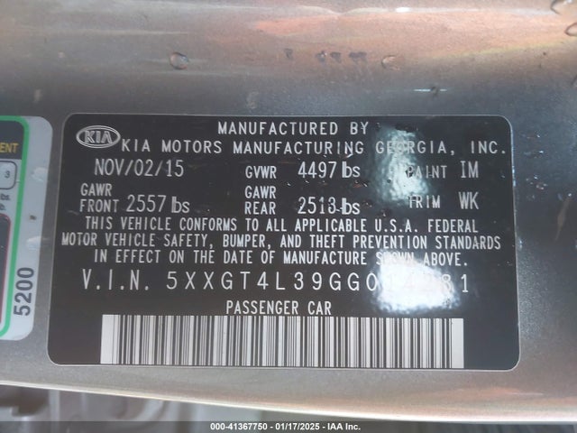 5XXGT4L39GG014281 KIA Optima Lx